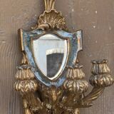 Pair of carved wood sconces