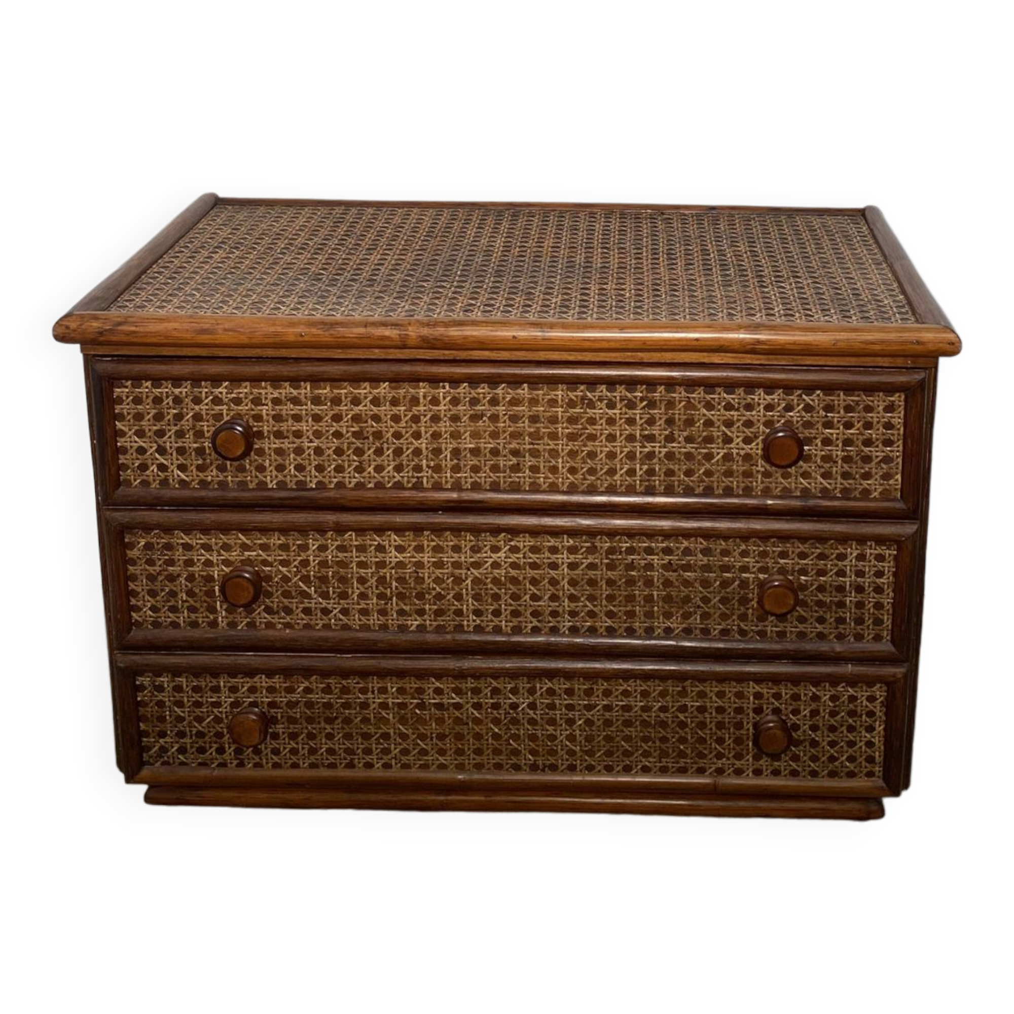 Commode vintage en cannage