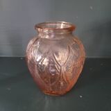 Molded pink glass vase – Art Deco style 1930s
