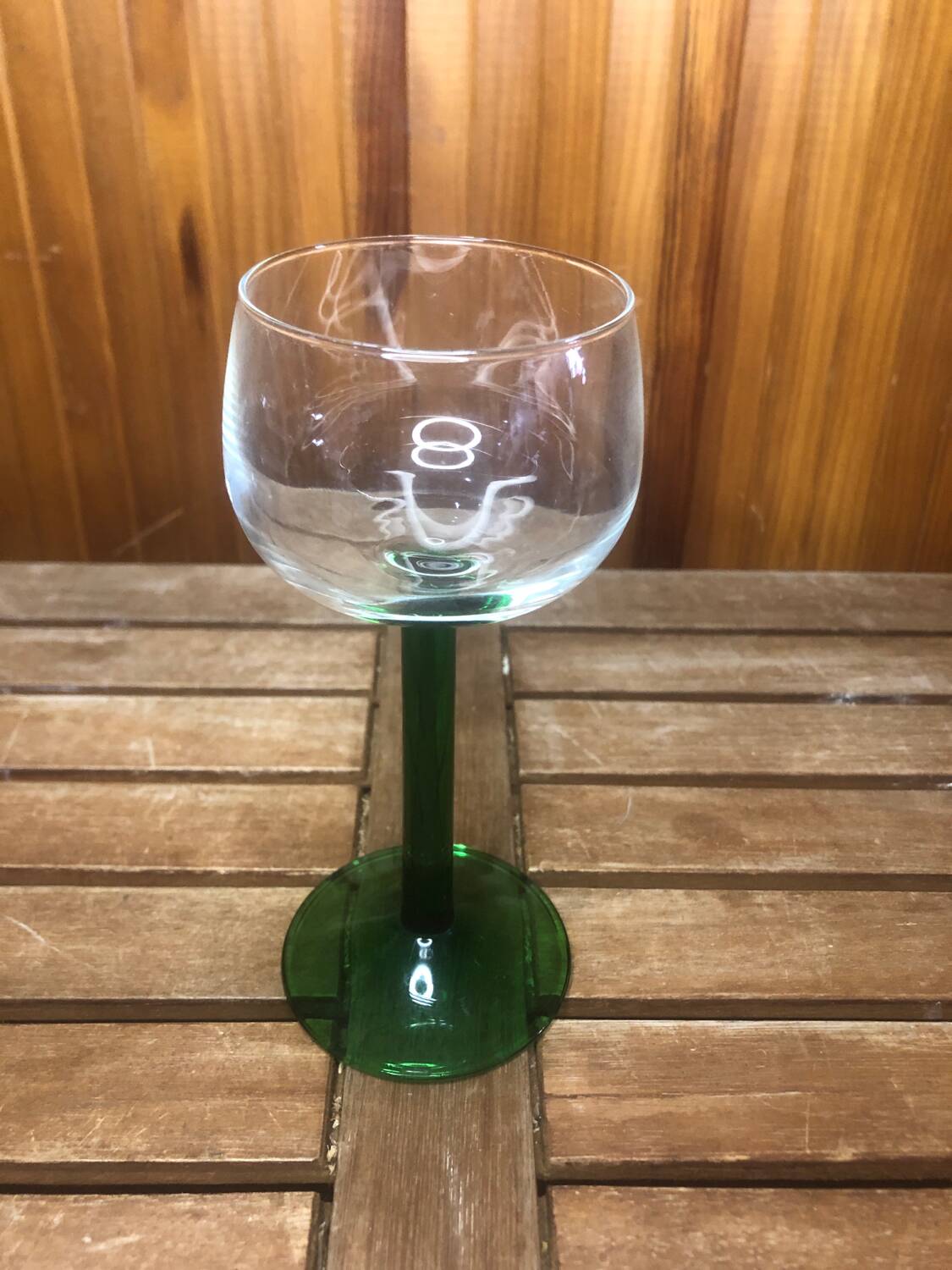 Set of 6 alsace balloon wine glasses vintage green glass
