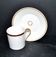 Charles Hebert Rouen porcelain – Antique litron coffee cup with gold trim.