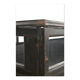 Glazed presentation table with dark wood