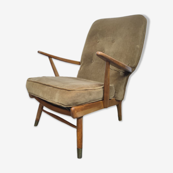 1950s dark oak retro armchair