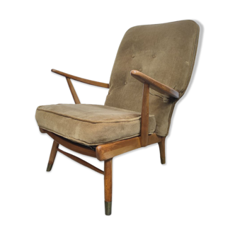 1950s dark oak retro armchair