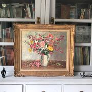 Still life bouquet of flowers oil painting