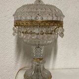 Crystal and brass boudoir lamp