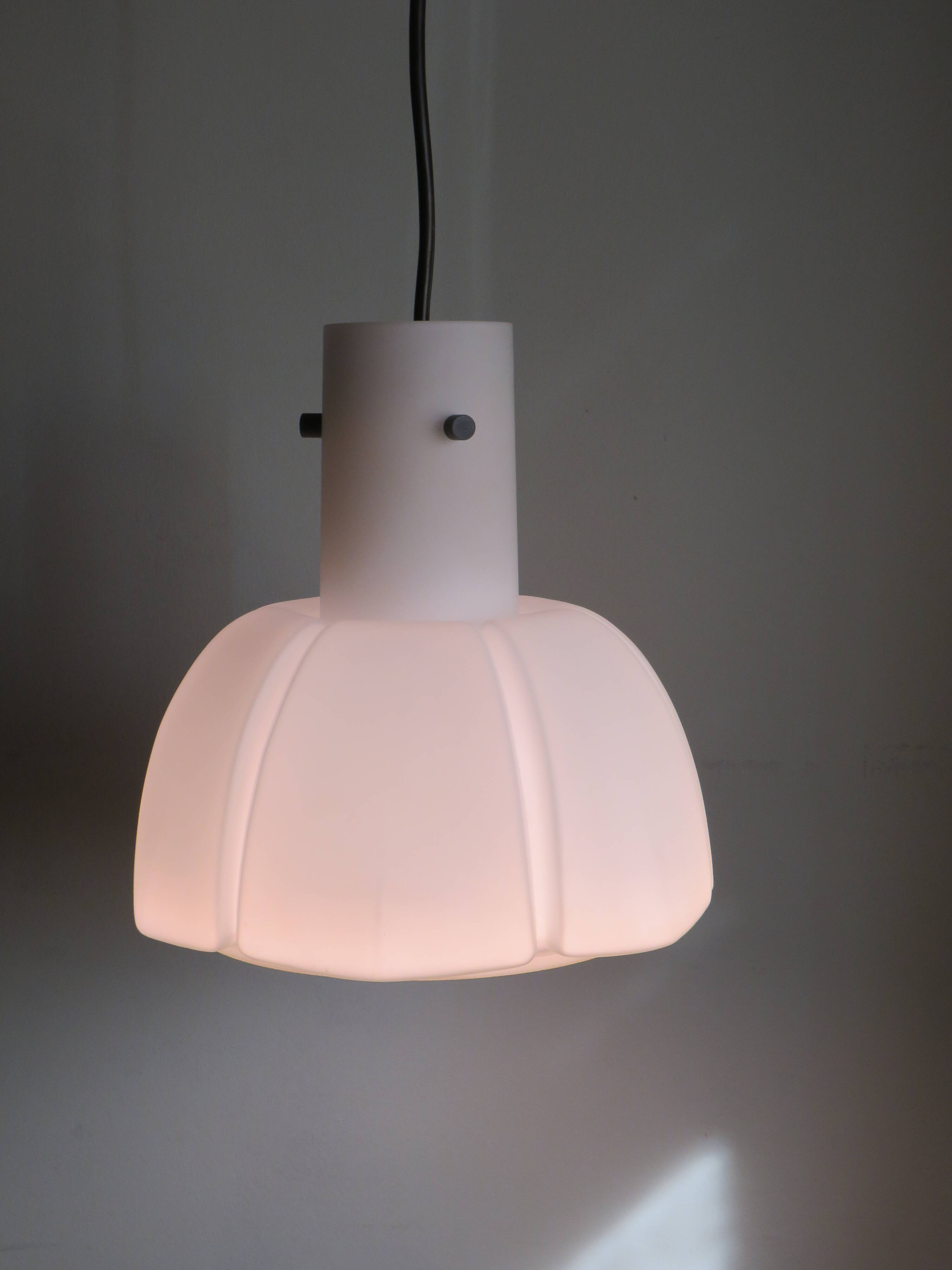 Suspension lamp, white opaline, Glashütte Limburg, Germany 1960