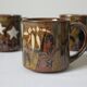6 mugs en grès flambé vintage années 70