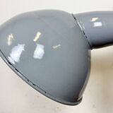 Industrial British Grey Enamel Factory Wall Lamp, 1960s