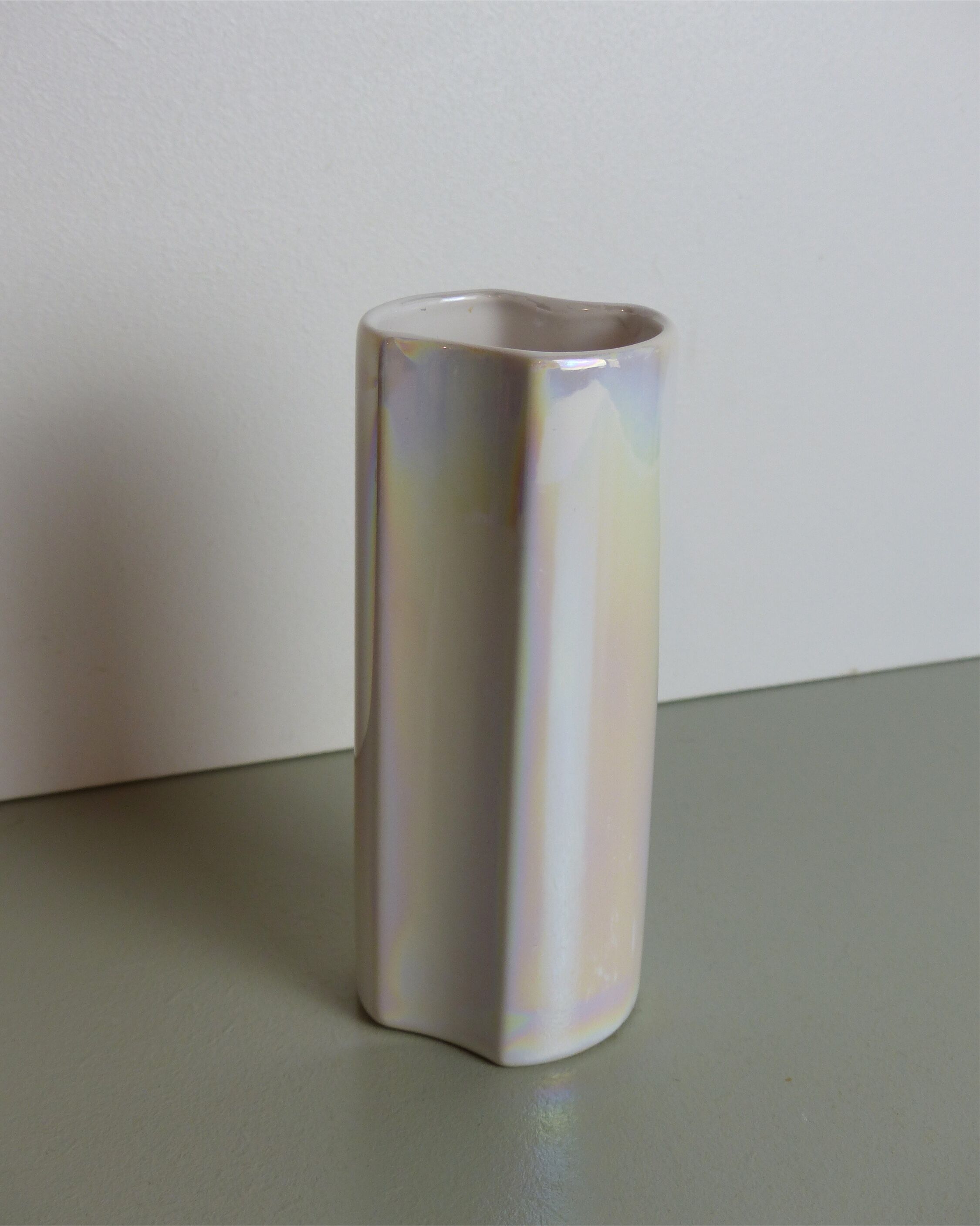 Iridescent white vase