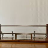 Old large Art Deco wooden coat rack with mirror