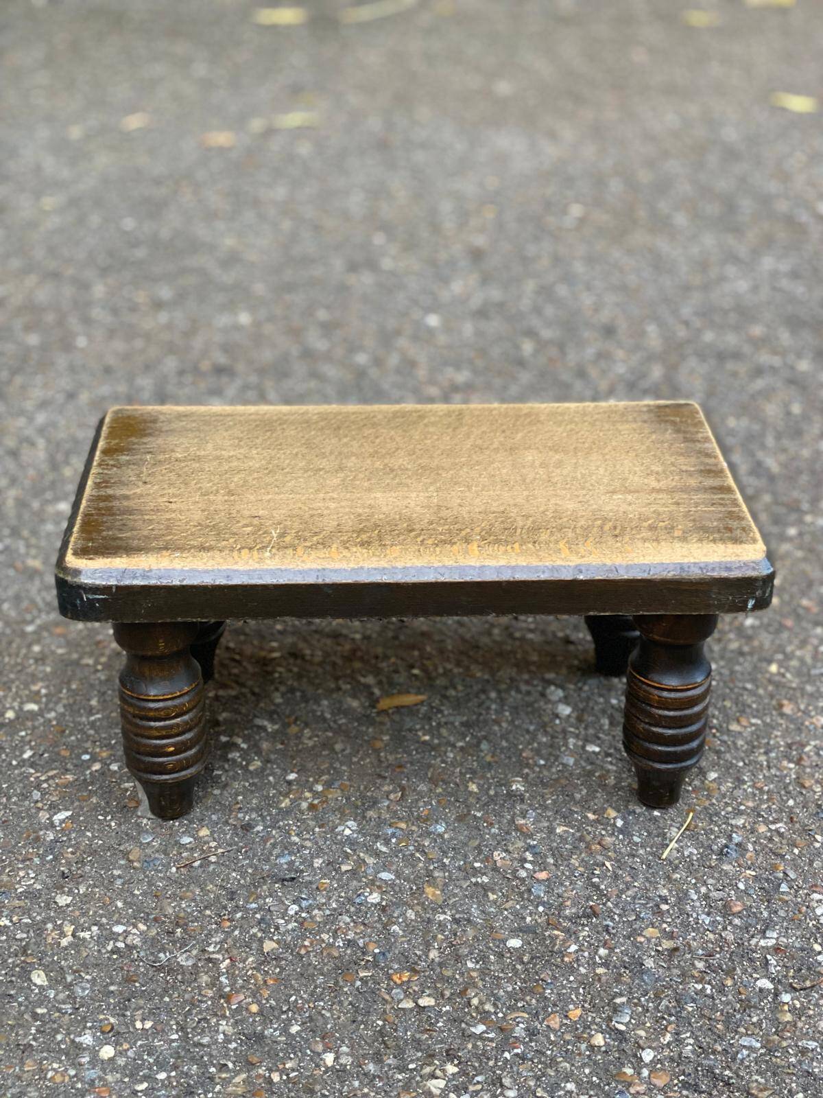 Vintage stool with solid wood carved legs