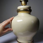 Vintage 1980s-90s Le Dauphin Dynastie crackle-glazed earthenware lamp