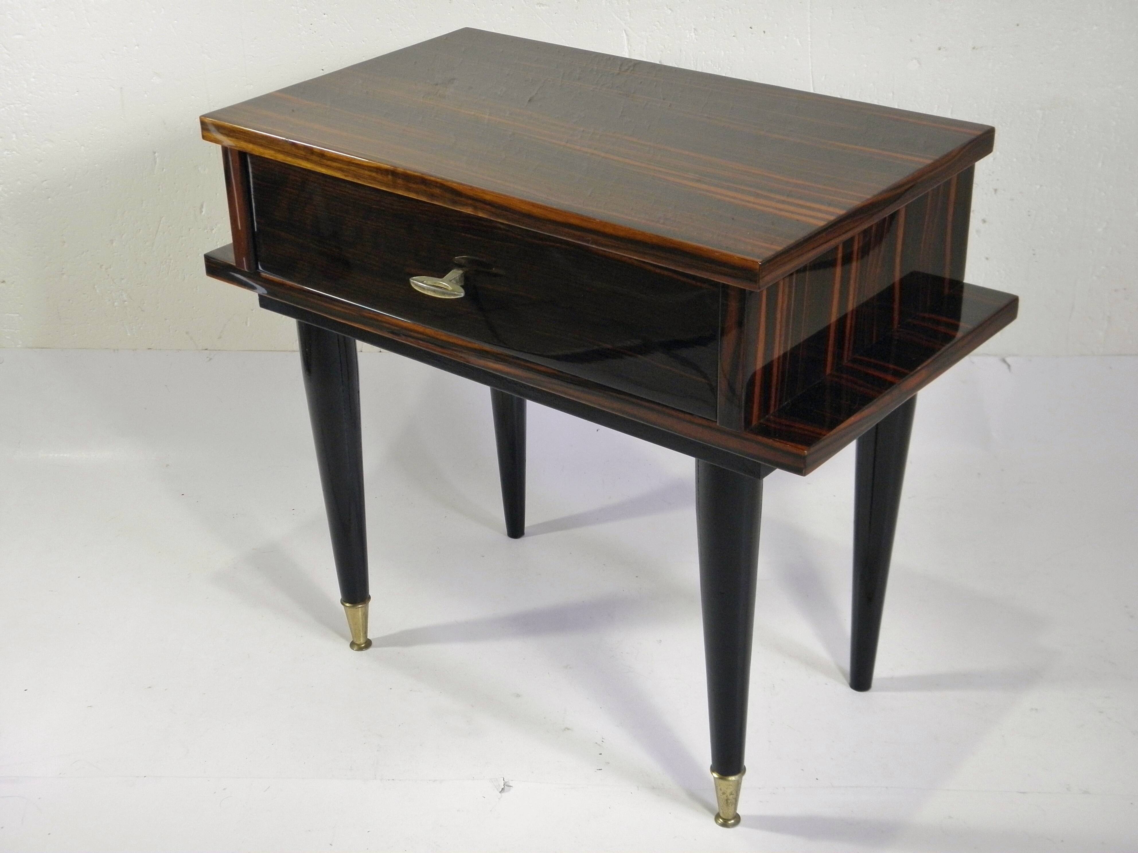 NIGHTSTAND in MACASSAR EBONY - 1960s