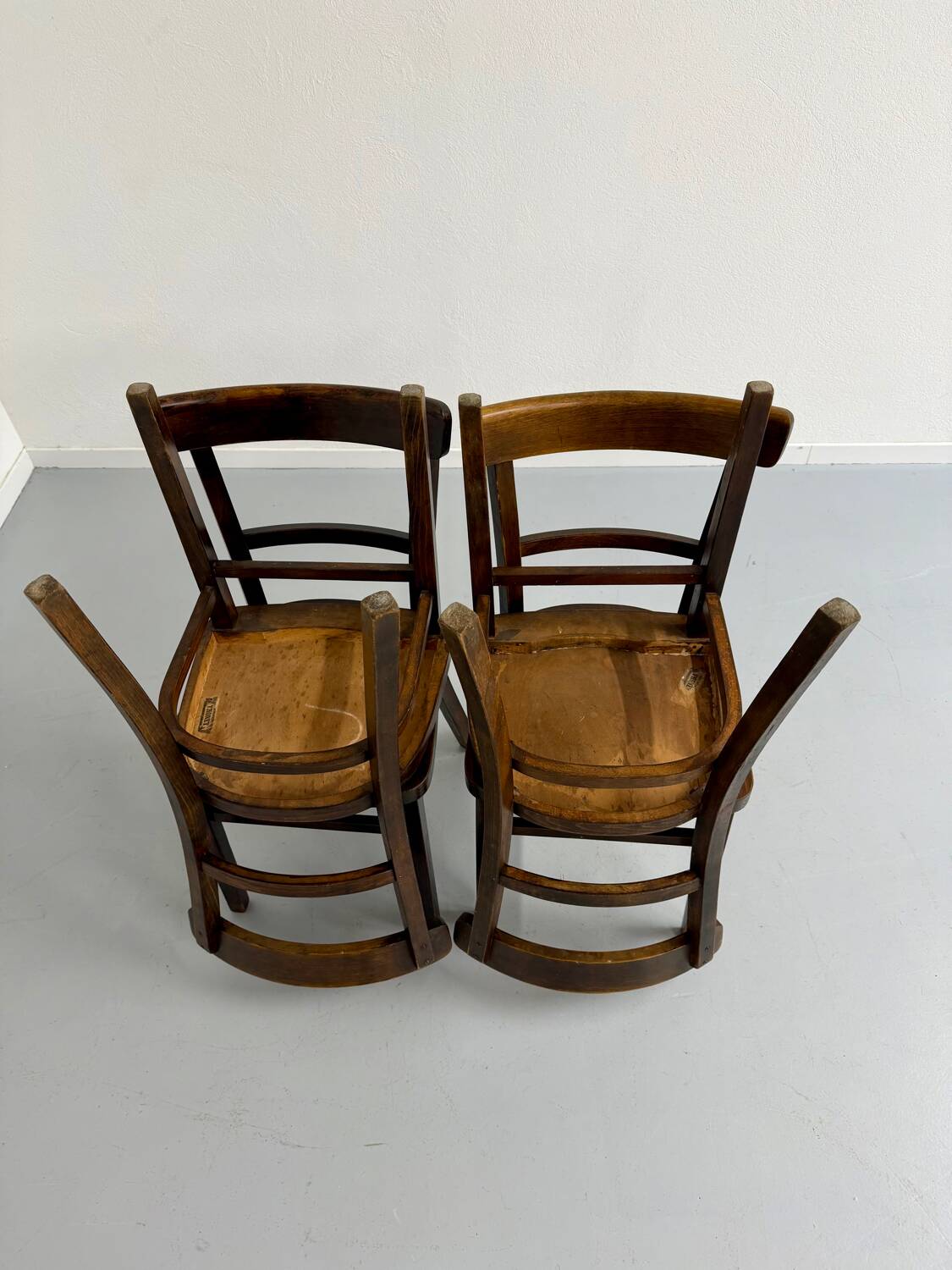 Lot de 4 chaises de bistrot thonet années 50 vintage bois
