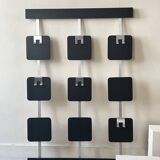 Large modernist wall coat rack in wood and metal, 1970s design.