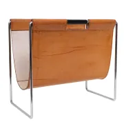 Brabantia Cognac color Leather Magazine holder 1960 Holland Status: Publish