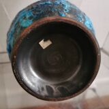 Pichet broc en céramique raku bleu émaillé
