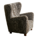 Fauteuil en peau de mouton danois du milieu du siècle par Fritz Hansen, années 1940.