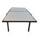 Italian metal table with frosted glass top, extendable.