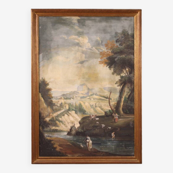 Great landscape tempera on paper from 18th century