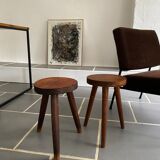 Pair vintage tripod wood stools