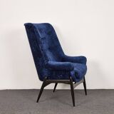 Fauteuil vintage en velours du milieu du siècle par Júlia Gaubek, années 1960, Hongrie