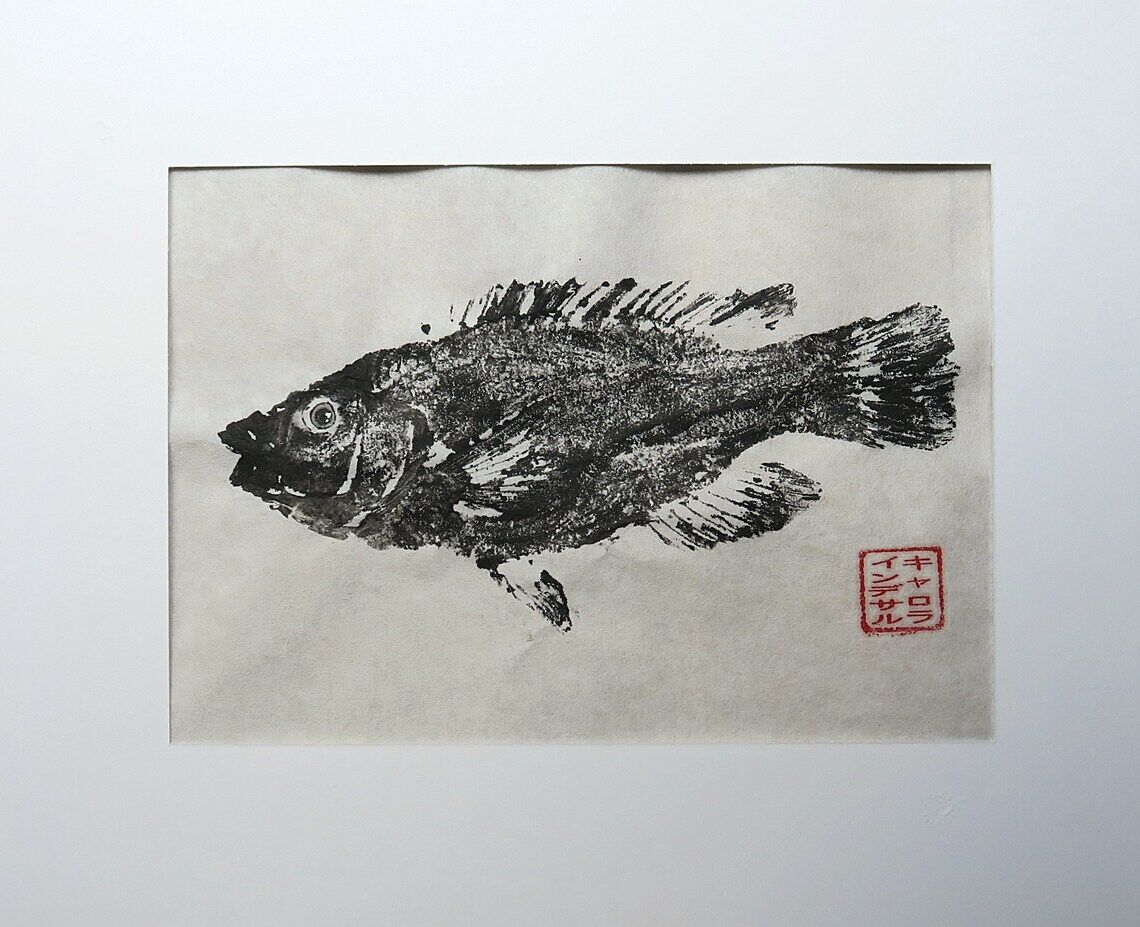 Original Gyotaku depicting a rock fish