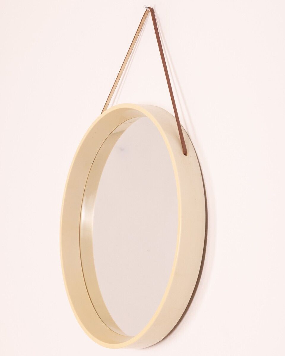 Miroir mural vintage 60s rond blanc design danois