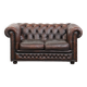 Dark brown cow leather vintage 2-seater Chesterfield sofa in English style