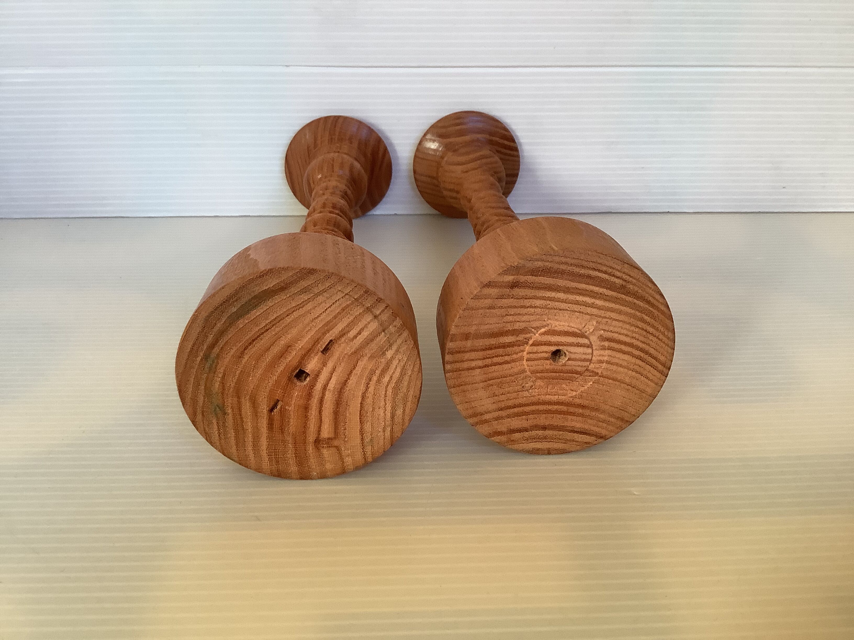 Pair of Scandinavian wooden candle holders