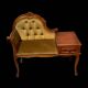 Telephone chair in wood and mustard fabric