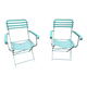 Pair of mid century distressed painted iron garden chairs
