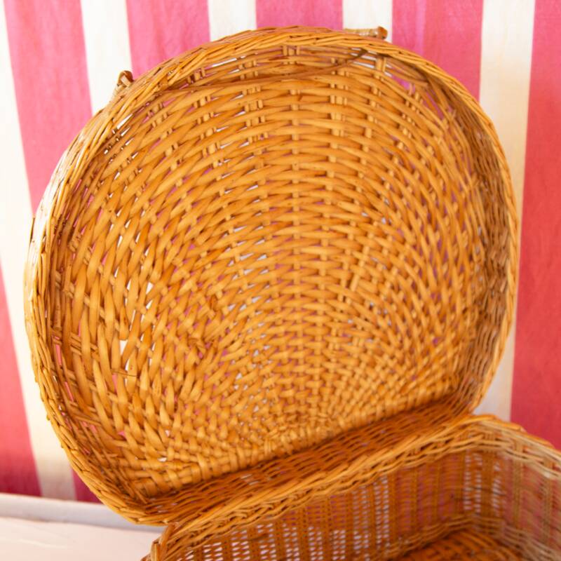 Round wicker suitcase