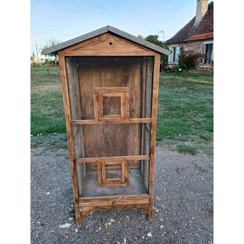 Aviary bird cage wood and wire mesh