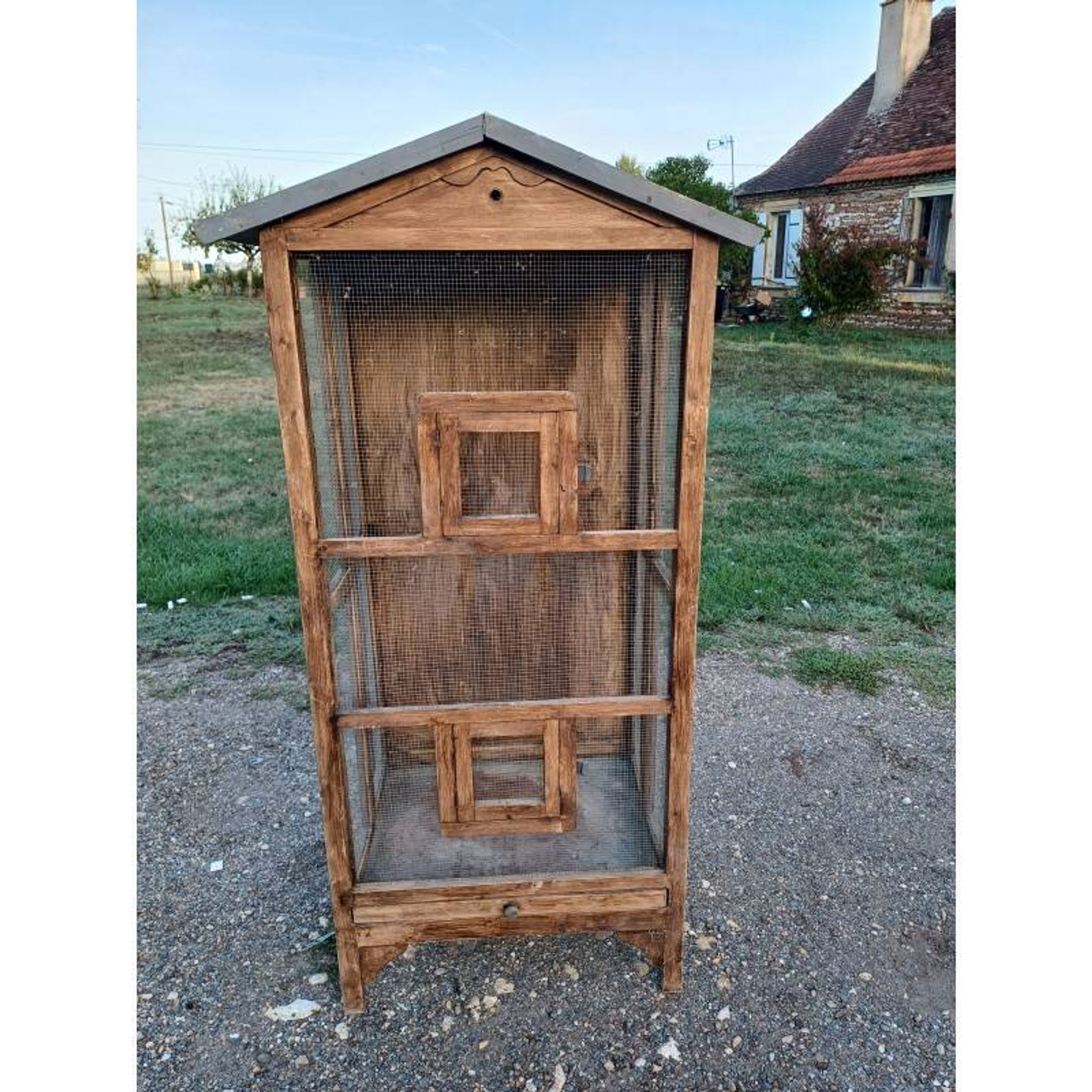 Aviary bird cage wood and wire mesh