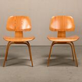 Charles and Ray Eames Early DCW Ash Plywood Dining Chairs for Herman Miller
