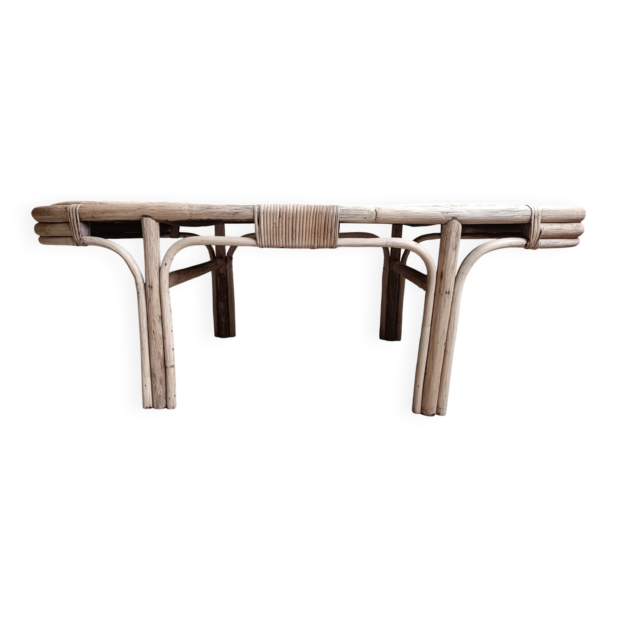 Refurbished rattan coffee table