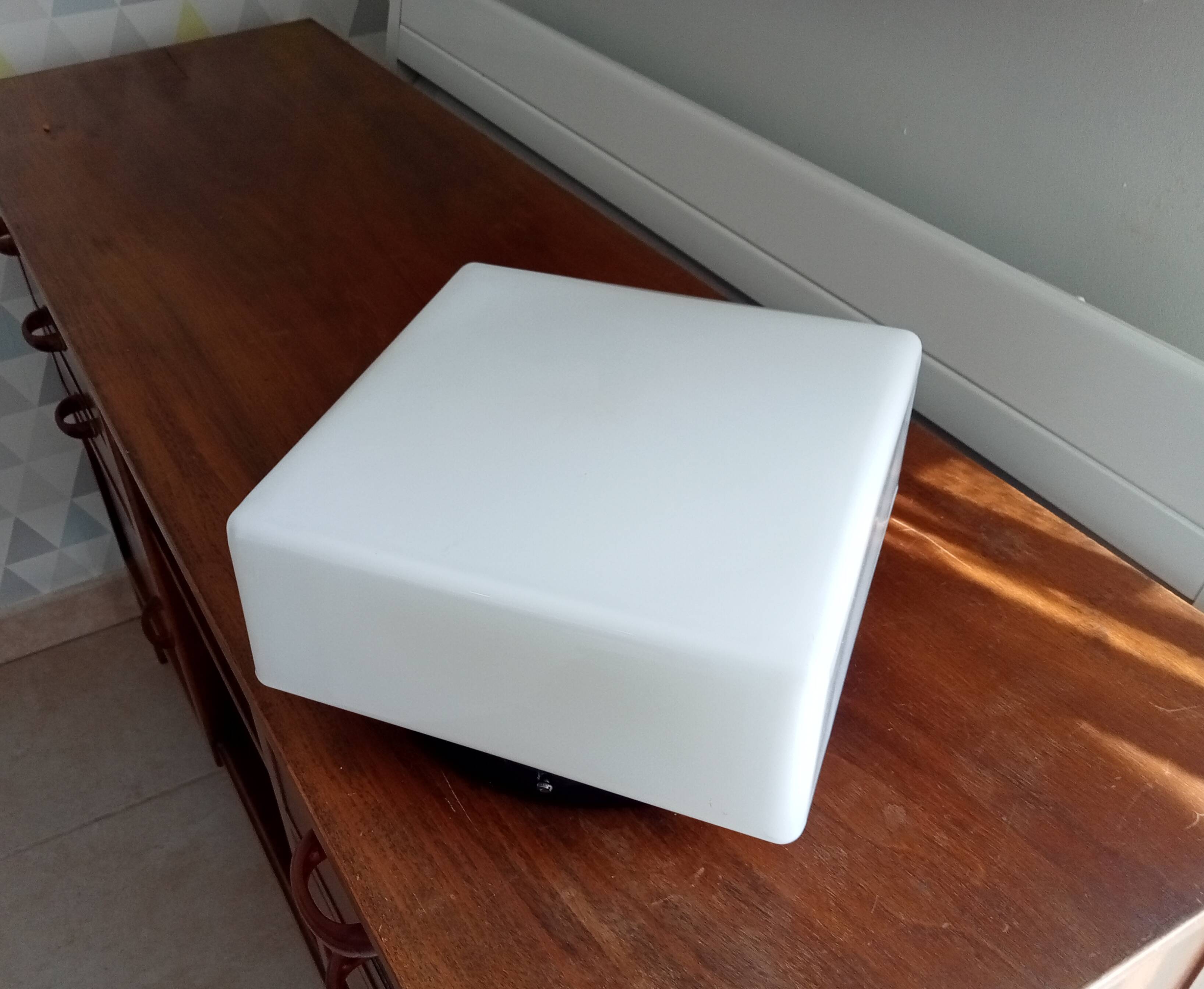 70s bakelite and opaline ceiling light signed Vianne