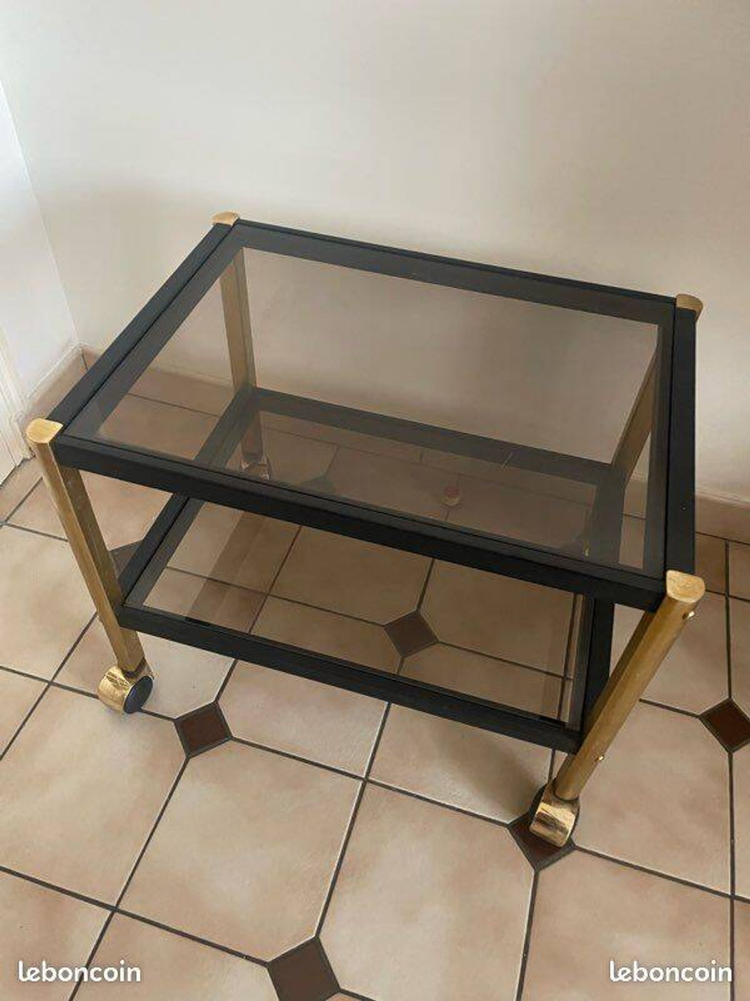 rolling dessert cart in Hollywood Regency style