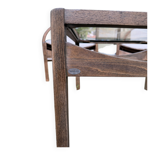 Fauteuils et table Argos restauré bouclette écru