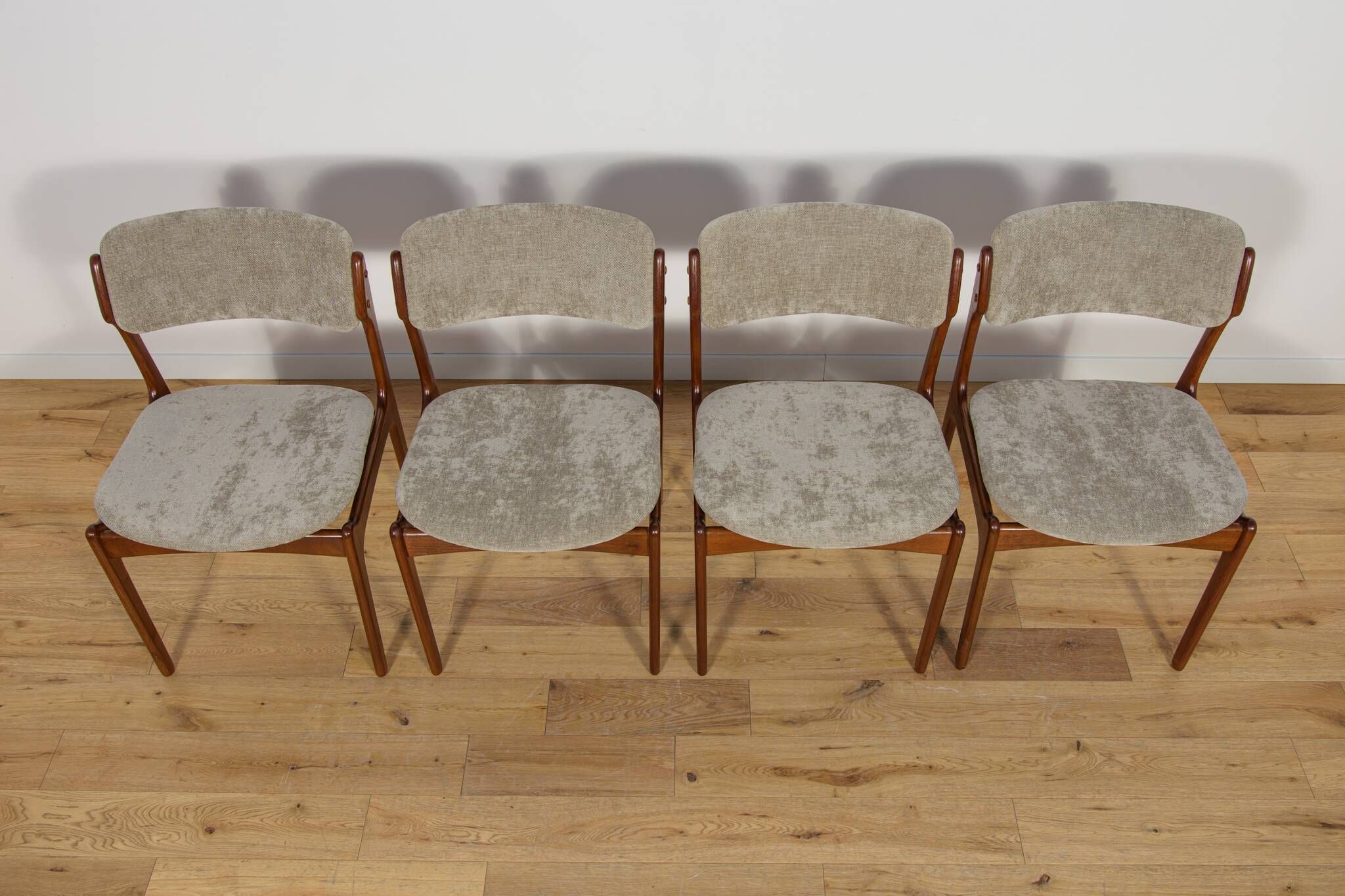 Mid-Century Model 49 Dining Chairs in Teak by Erik Buch for Odense Machine Gunning, 1960s, Set of 4