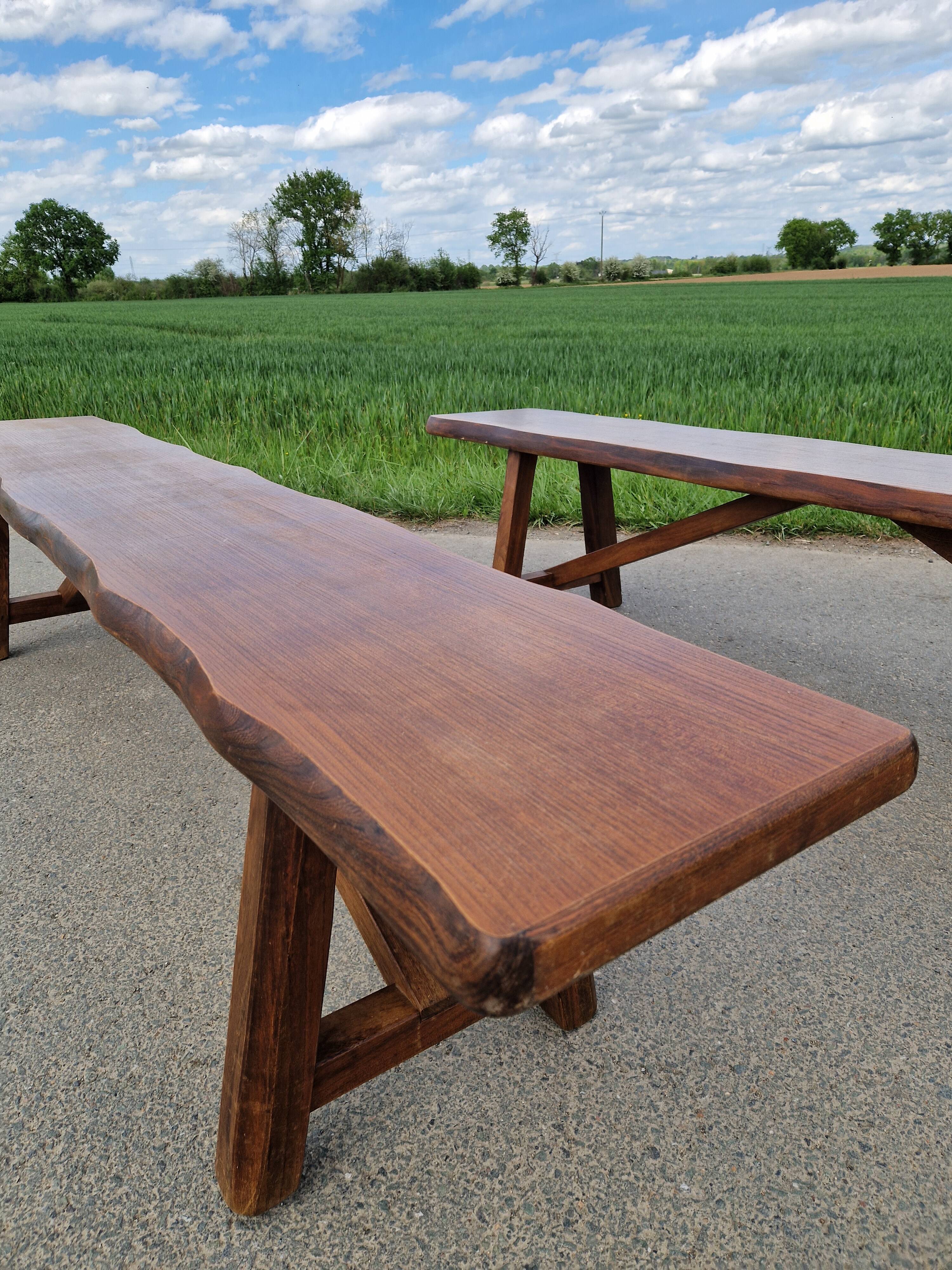 Lot de 2 bancs en orme massif par Aranjou