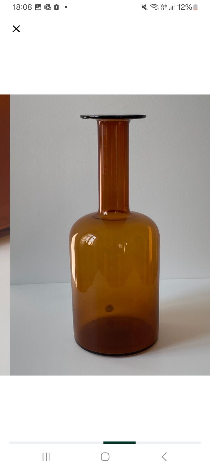 Gul vase by otto brauer - holmegaard kastrup - denmark