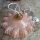 Suspension Opaline Plissée Clichy Rose complète fil et Plafonnier