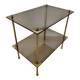Table moderniste laiton et verre fumé-esprit galerie années 70