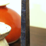 Brutalist wrought iron candle holder beaten