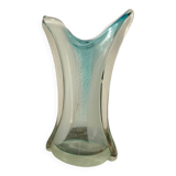 Murano Glass Vase, Cyan-transparent