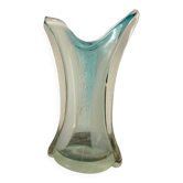 Murano Glass Vase, Cyan-transparent
