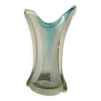 Vase en verre de Murano, cyan-transparent
